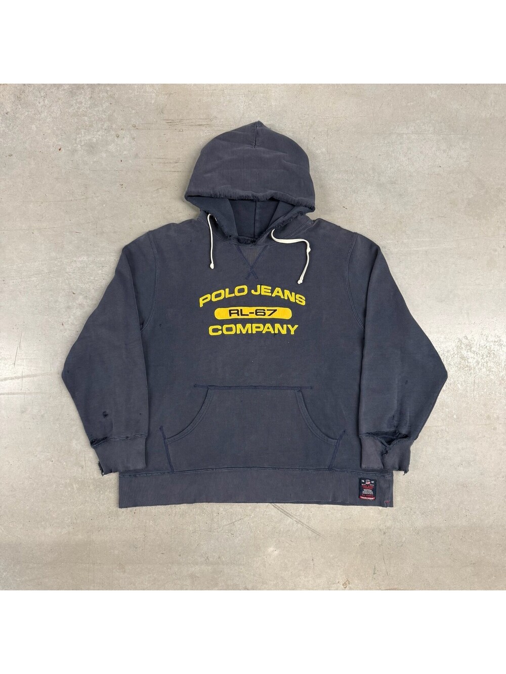 Vintage 2000s Polo Jeans Company Faded & Thrashed Hoodie Extra Large Navy